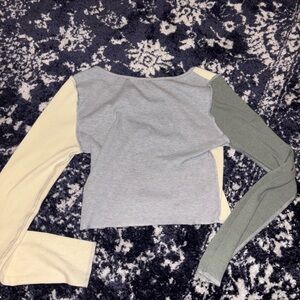 Colorblock Long Sleeve Crop Top